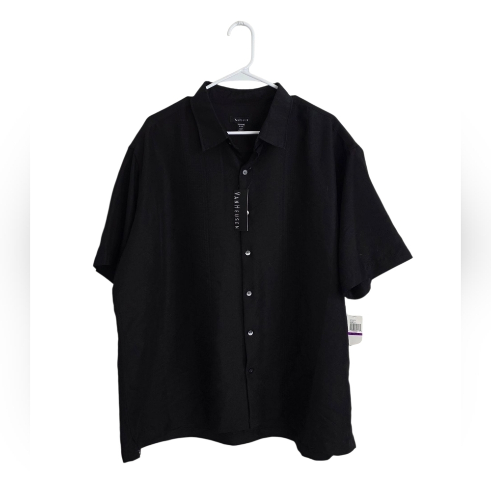 Van Heusen Men's Casual Black Button Down Shirt Size XXL